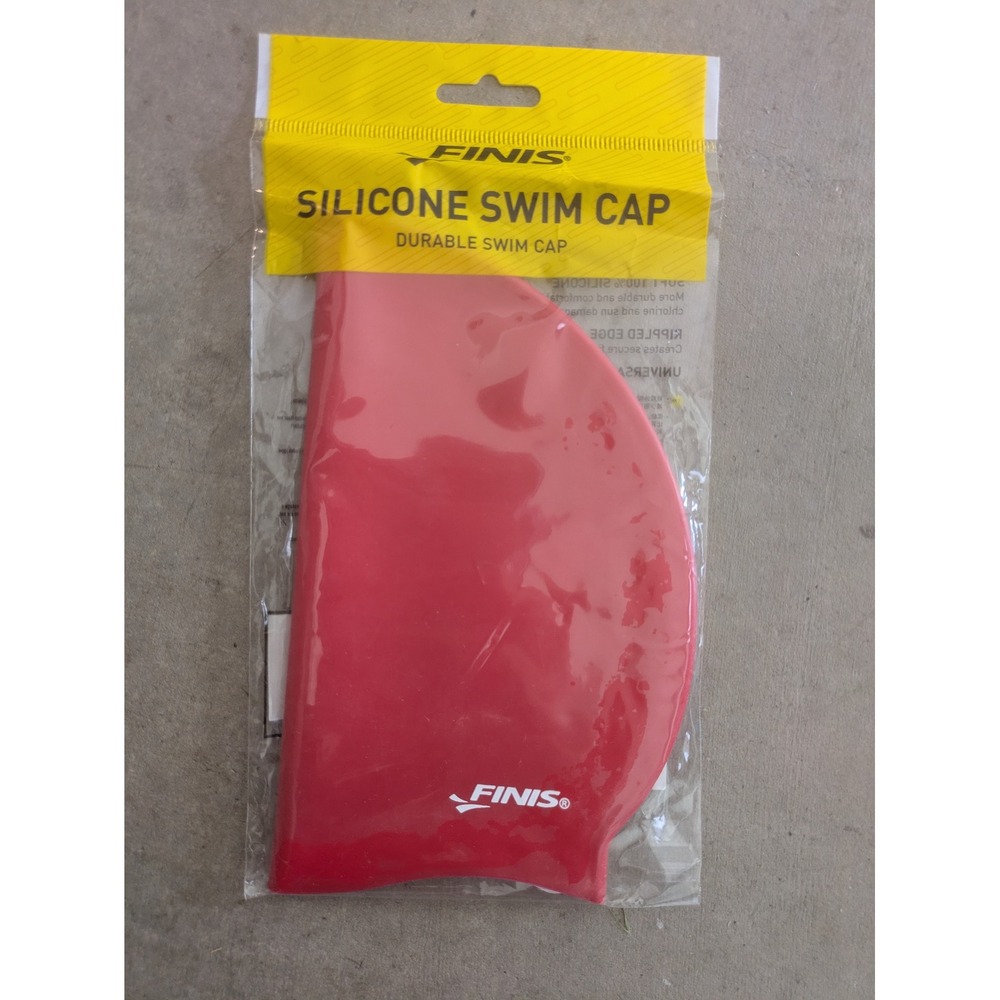 NEW FINIS Swim Cap Men's Women's Universal Red Silicone Rippled Edge